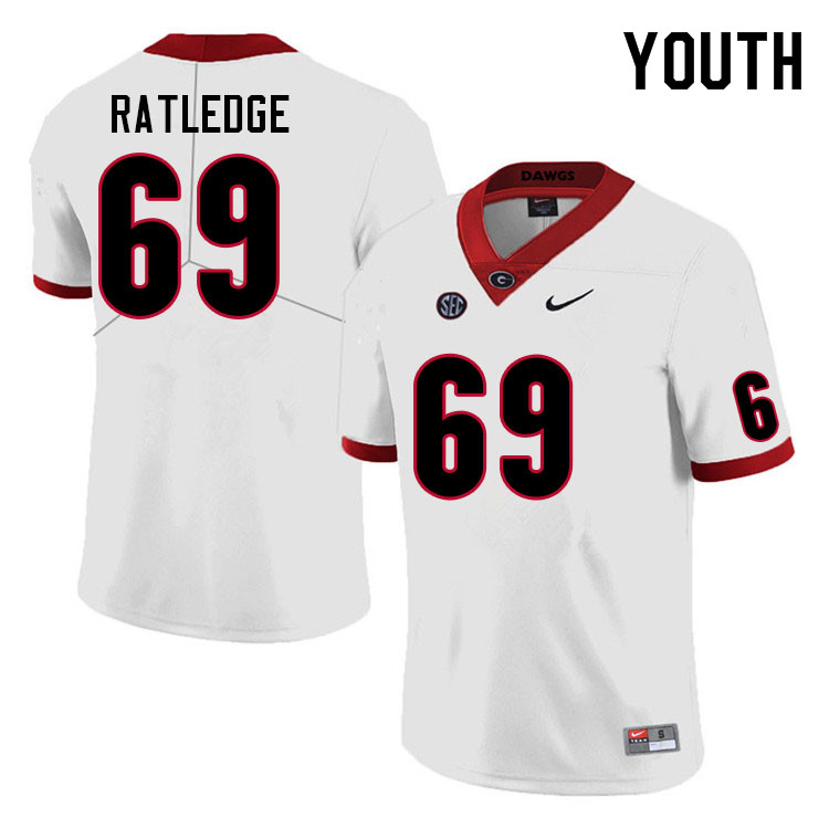 Youth #69 Tate Ratledge Georgia Bulldogs College Football Jerseys Sale-White